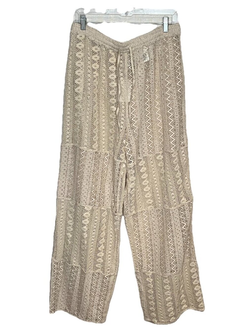 H&M Crochet L ace Wide Leg Pants Sz L Boho Festival Beach Cover Up NWT